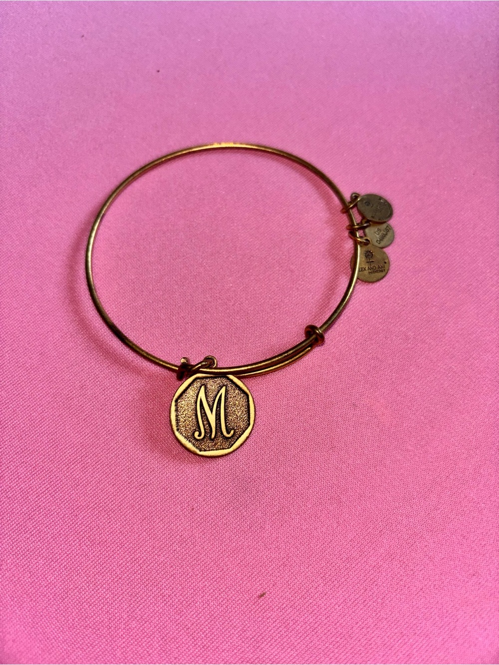 Alex and Ani Gold Initial M Charm Bangle Bracelet